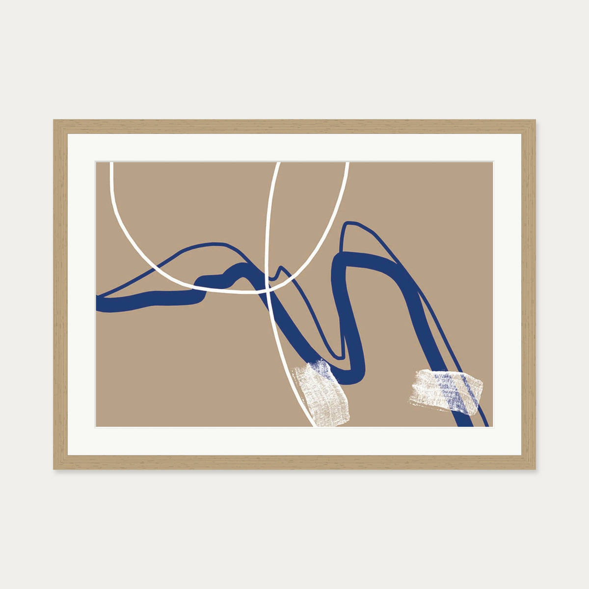 Abstract Neutral Notes Art Print — 50 x 70 cm — Oak Frame