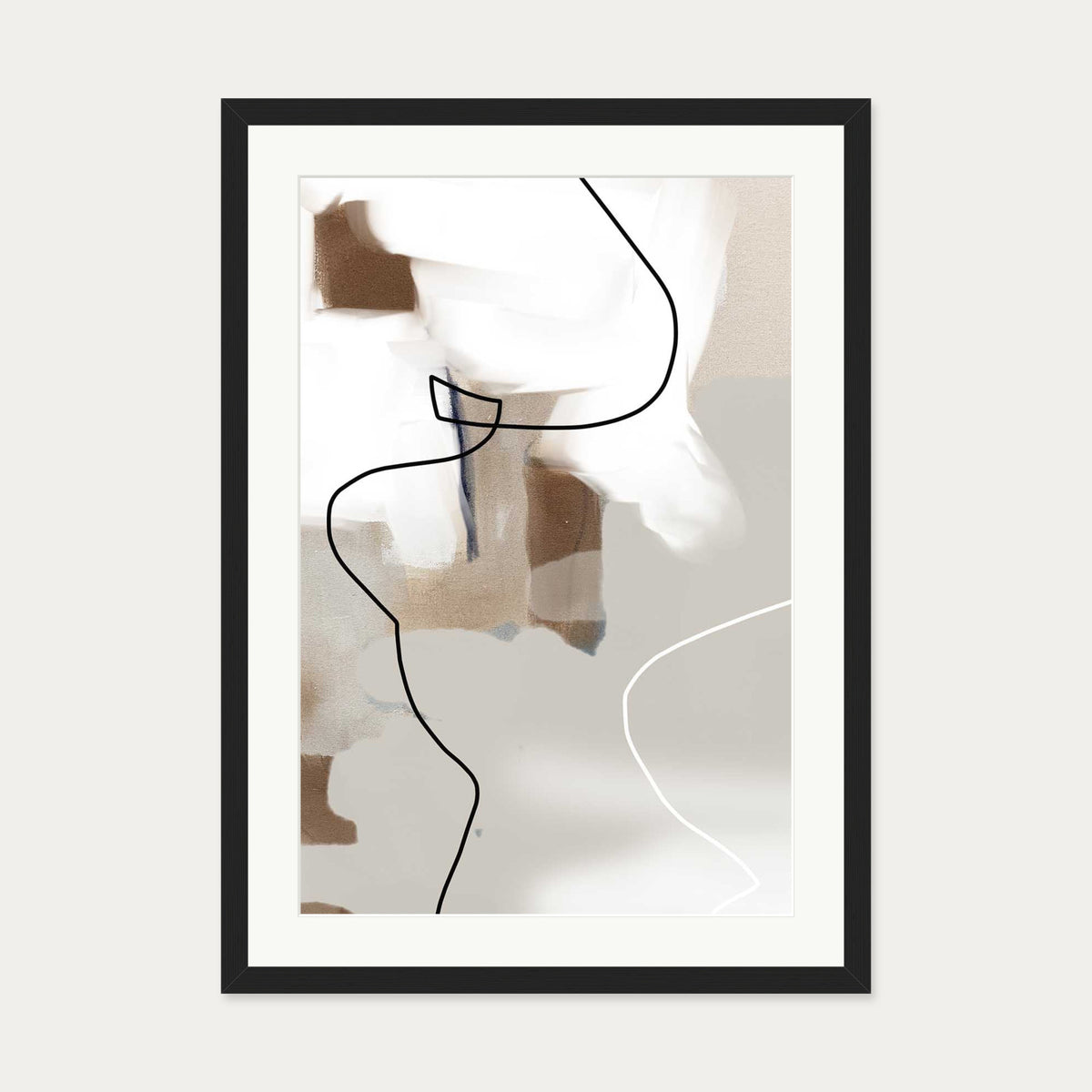Abstract Neutral Textures Art Print — 50 x 70 cm — Black Frame