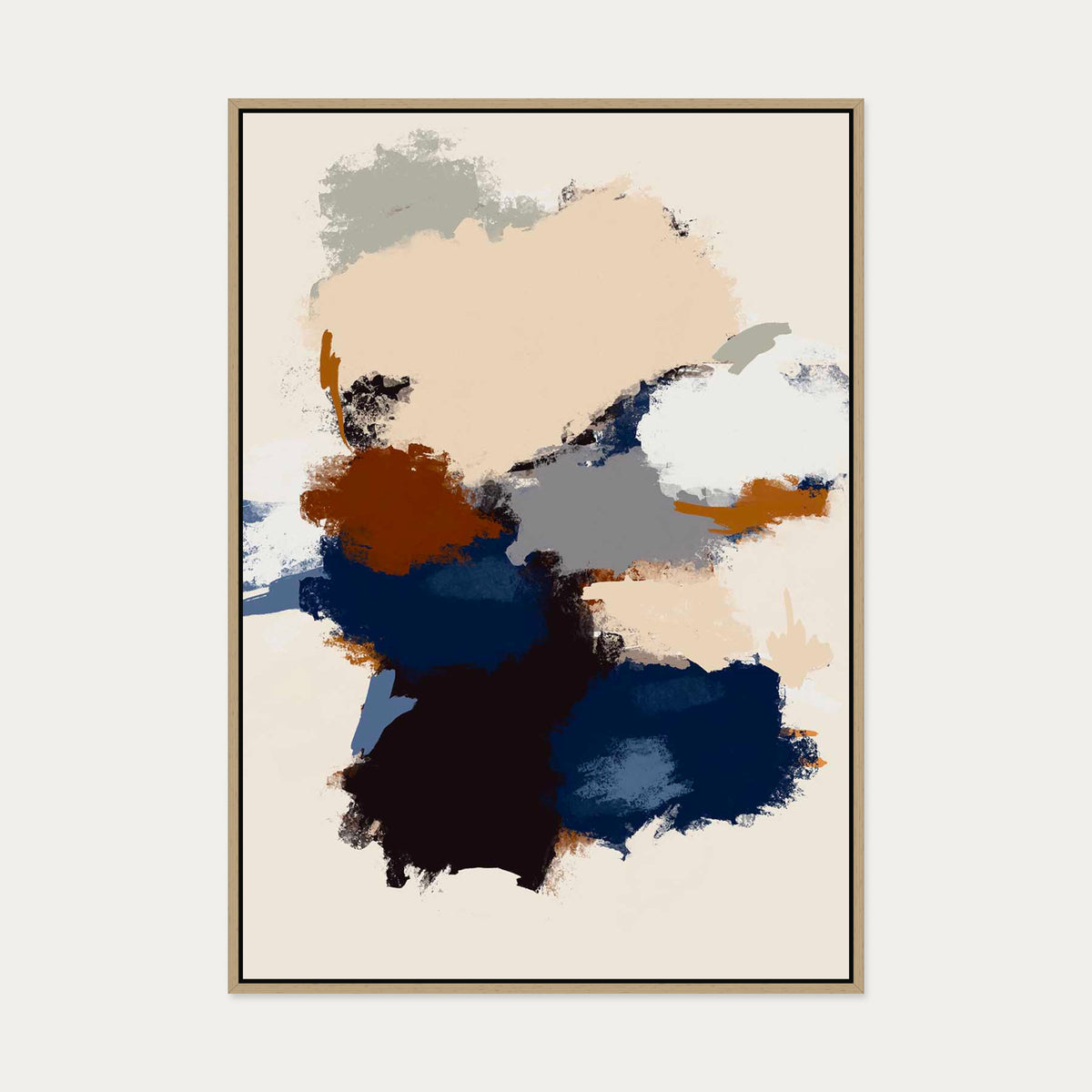 Abstract Paradigm I Canvas Art — 70 x 100 cm — Oak Frame