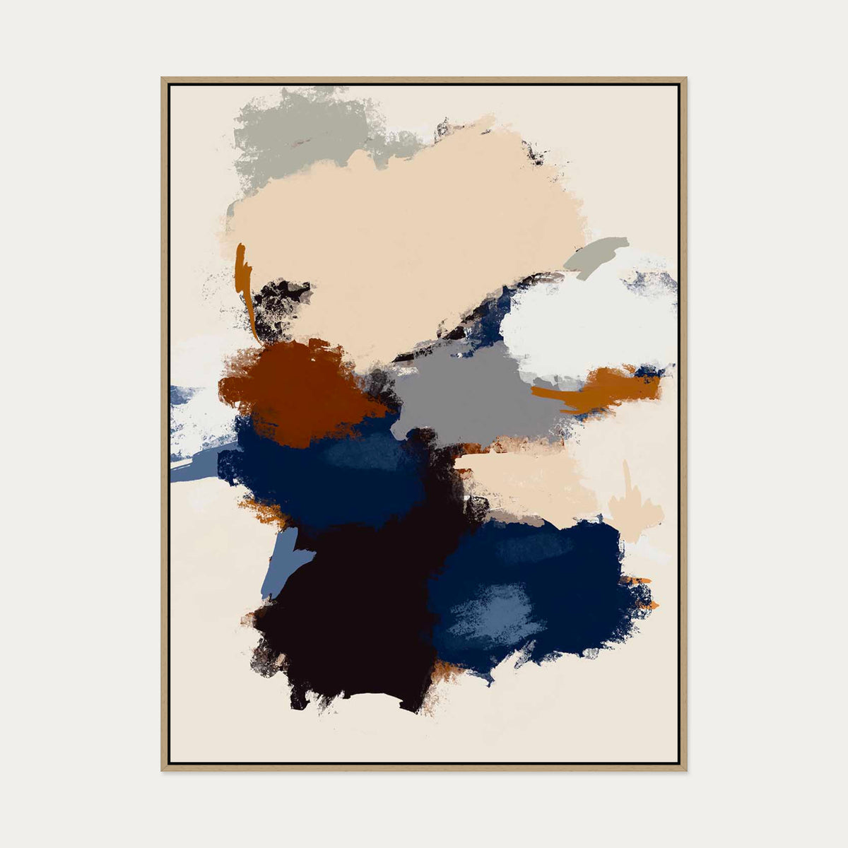 Abstract Paradigm I Canvas Art — 90 x 120 cm — Oak Frame
