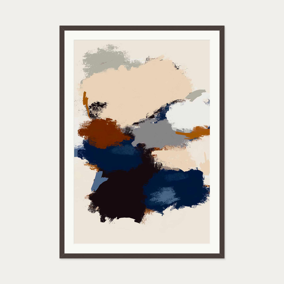 Abstract Paradigm I Art Print — 70 x 100 cm — Brown Frame
