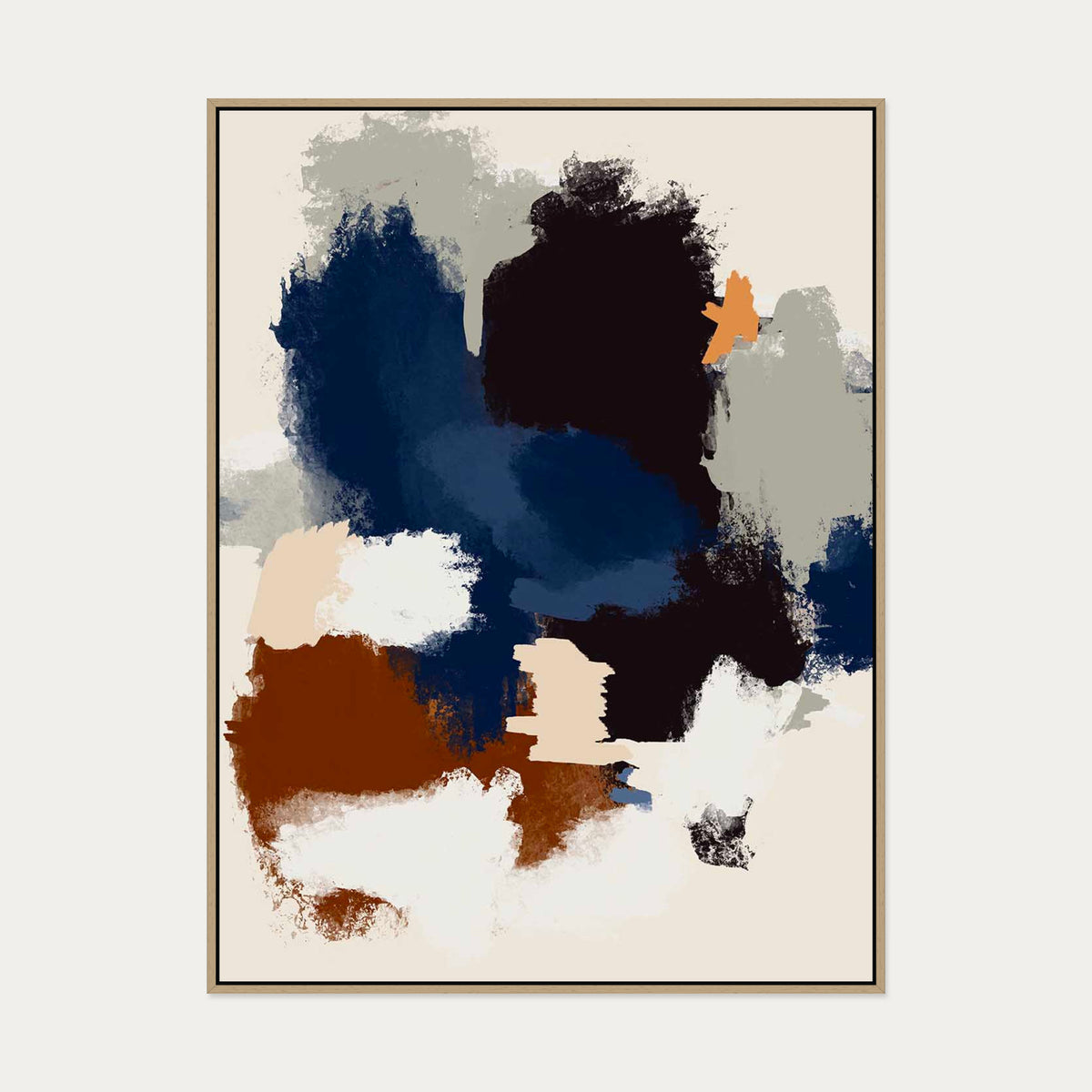 Abstract Paradigm II Canvas Art — 90 x 120 cm — Oak Frame