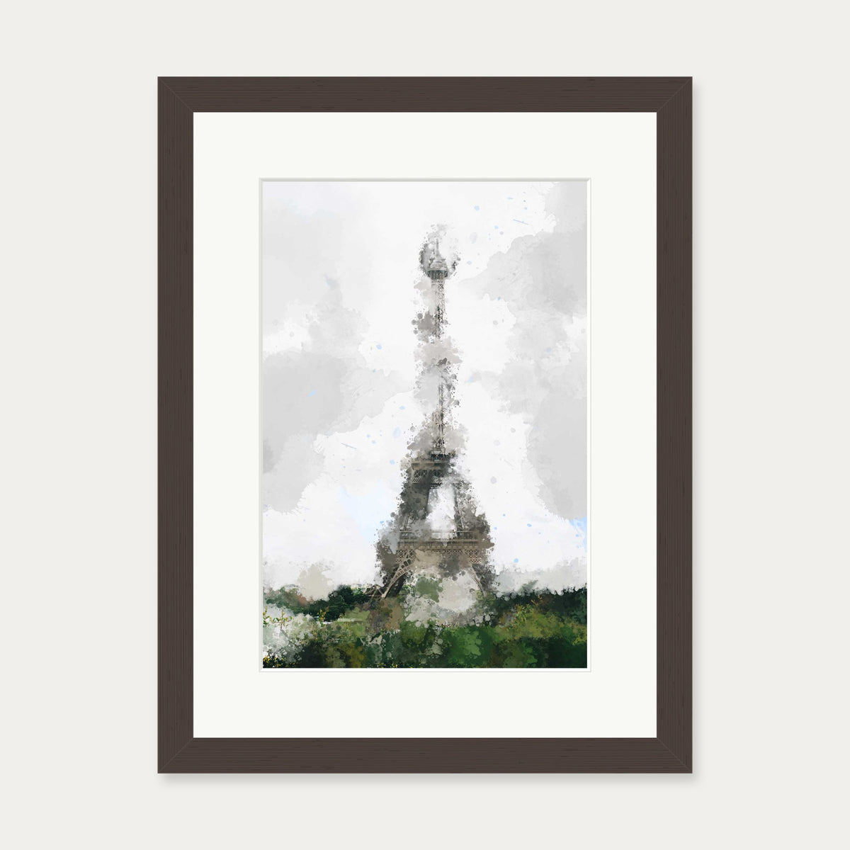 Abstract Paris Art Print — 30 x 40 cm — Brown Frame