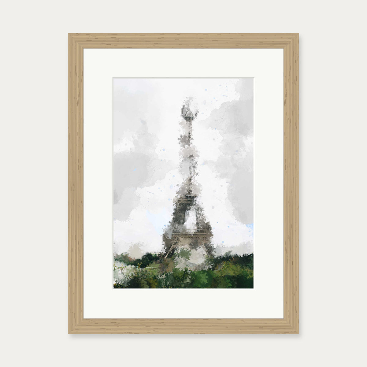 Abstract Paris Art Print — 30 x 40 cm — Oak Frame