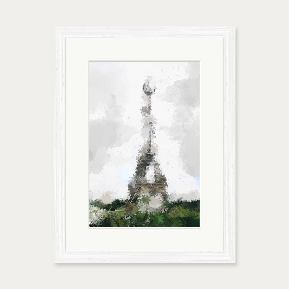 Abstract Paris Art Print — 30 x 40 cm — White Frame
