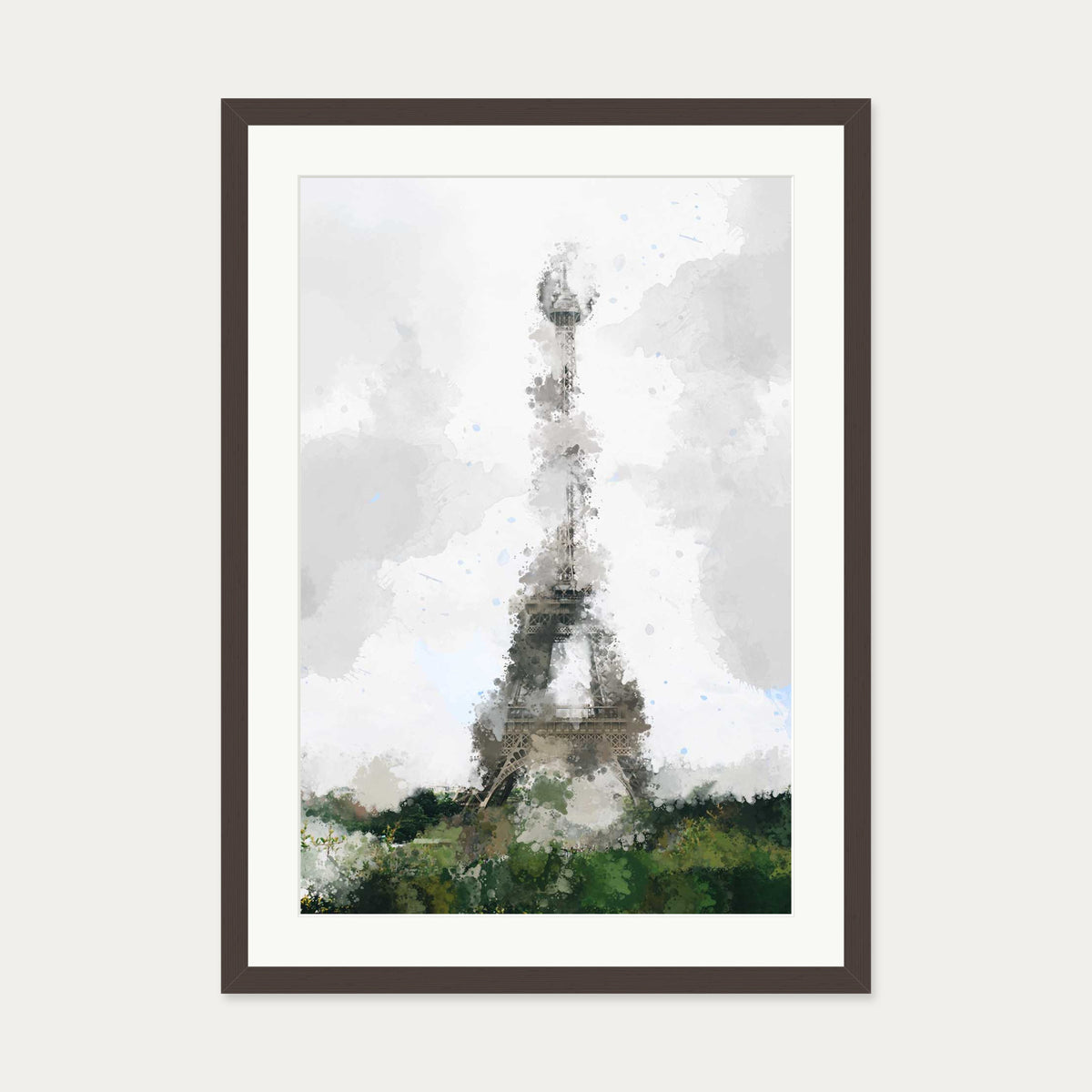 Abstract Paris Art Print — 50 x 70 cm — Brown Frame