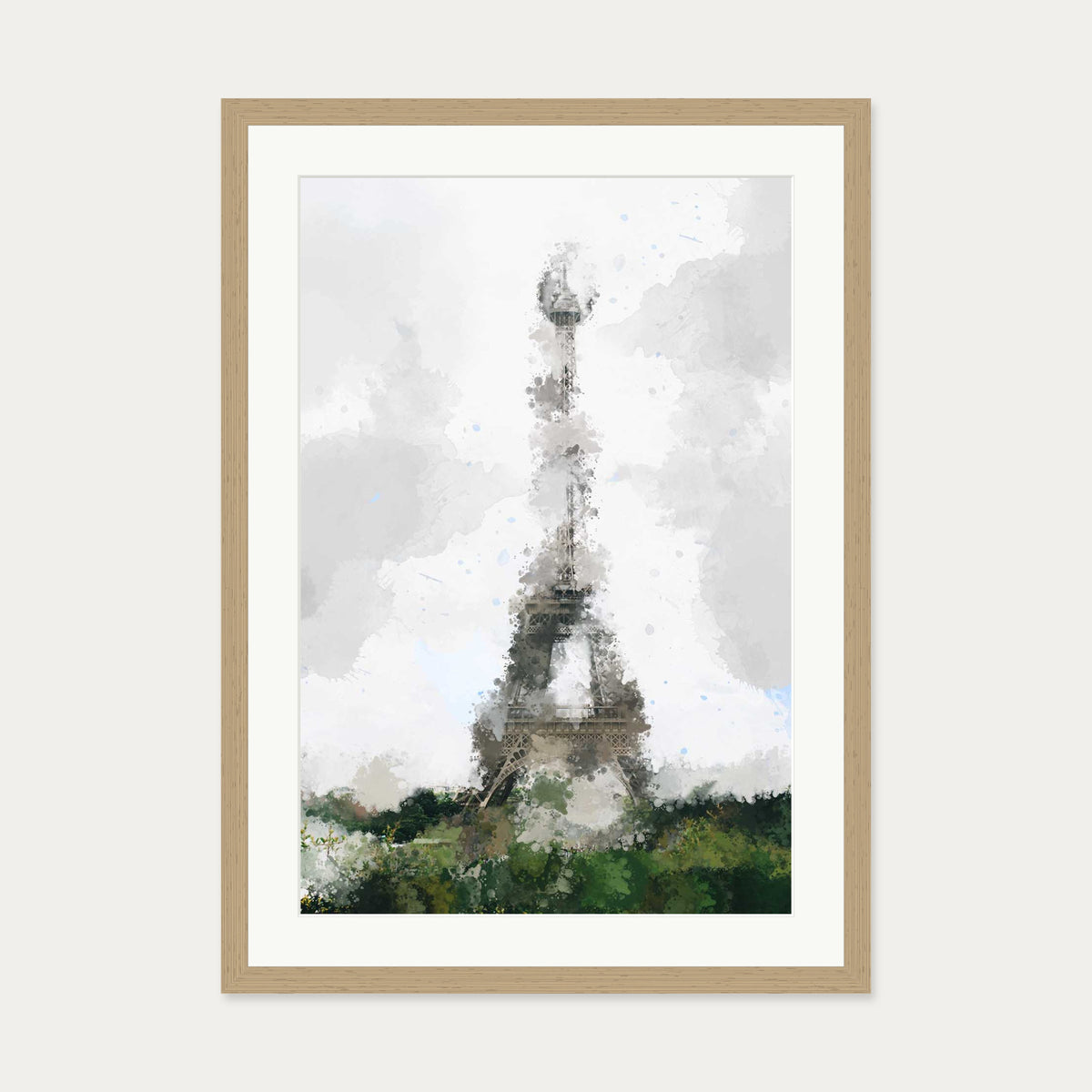 Abstract Paris Art Print — 50 x 70 cm — Oak Frame
