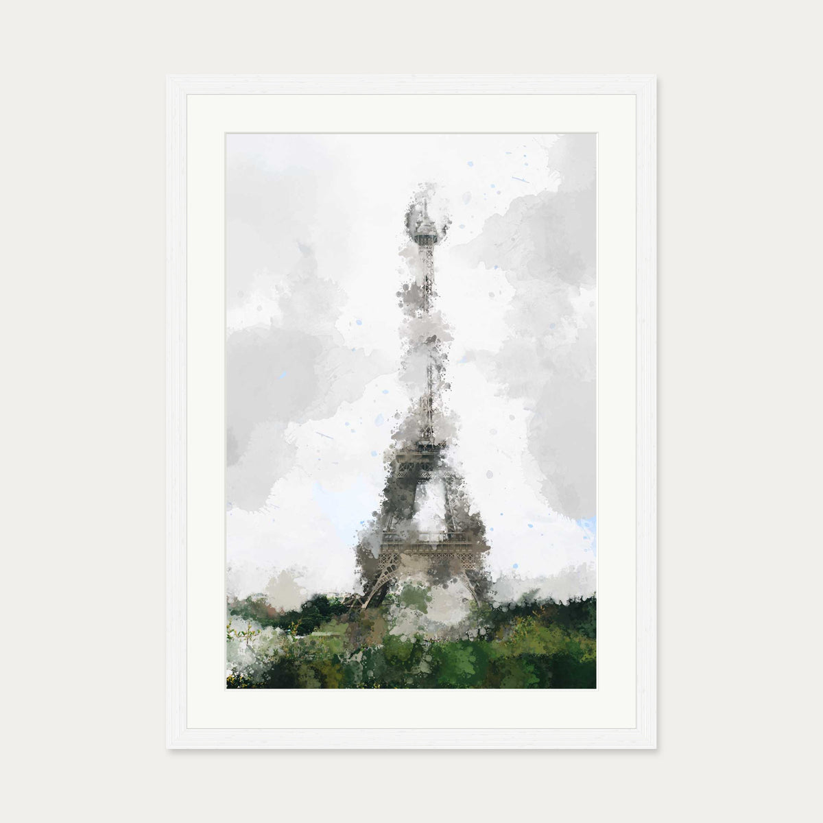 Abstract Paris Art Print — 50 x 70 cm — White Frame