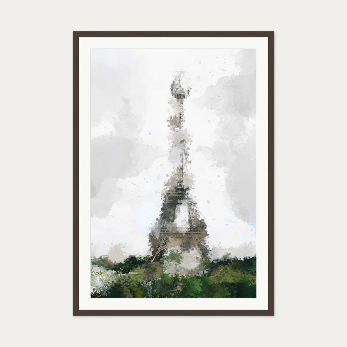 Abstract Paris Art Print — 70 x 100 cm — Brown Frame
