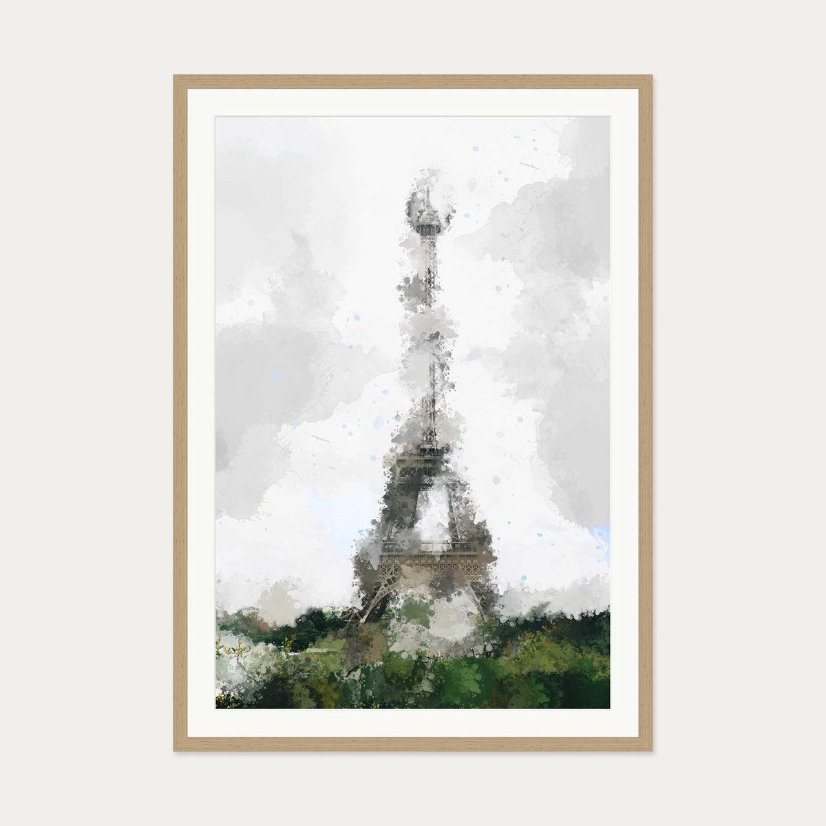 Abstract Paris Art Print — 70 x 100 cm — Oak Frame