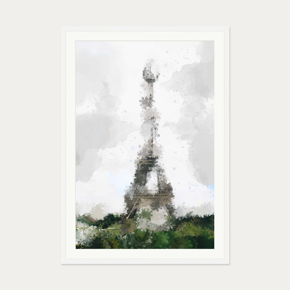 Abstract Paris Art Print — 70 x 100 cm — White Frame
