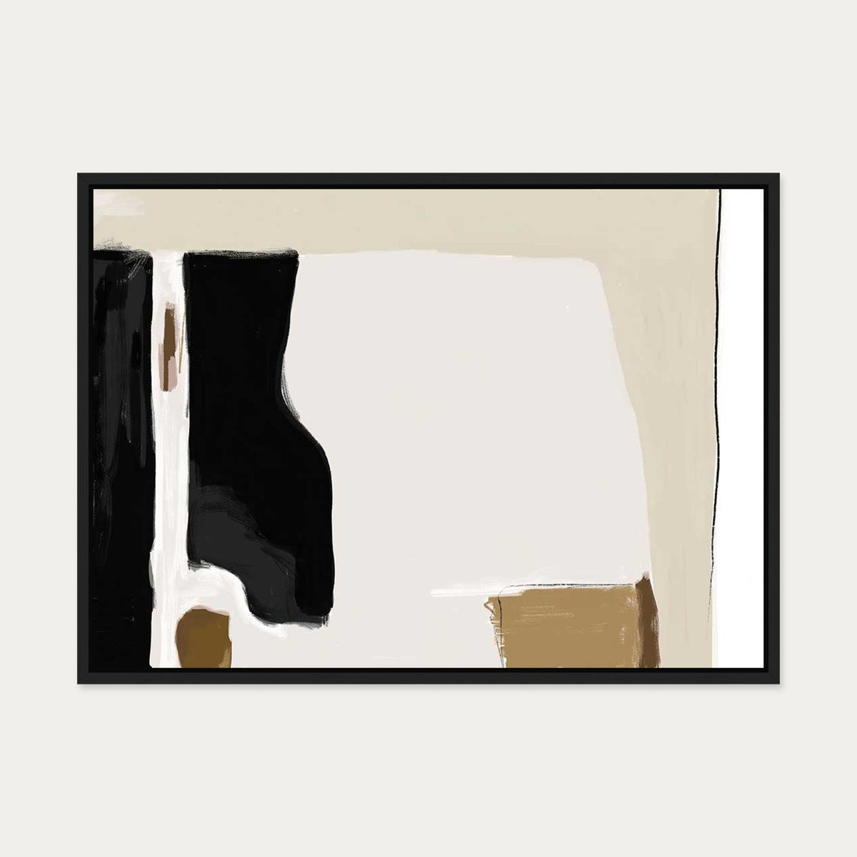 Abstract Pastel Beige Canvas Art — 50 x 70 cm — Black Frame