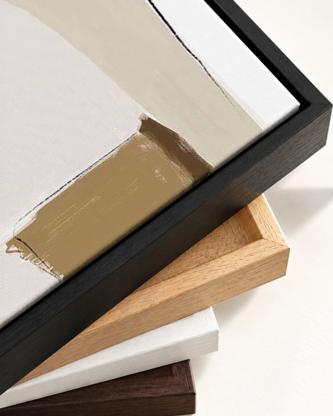 Abstract Pastel Beige Canvas Art — framed canvas corner and wrapped canvas detail