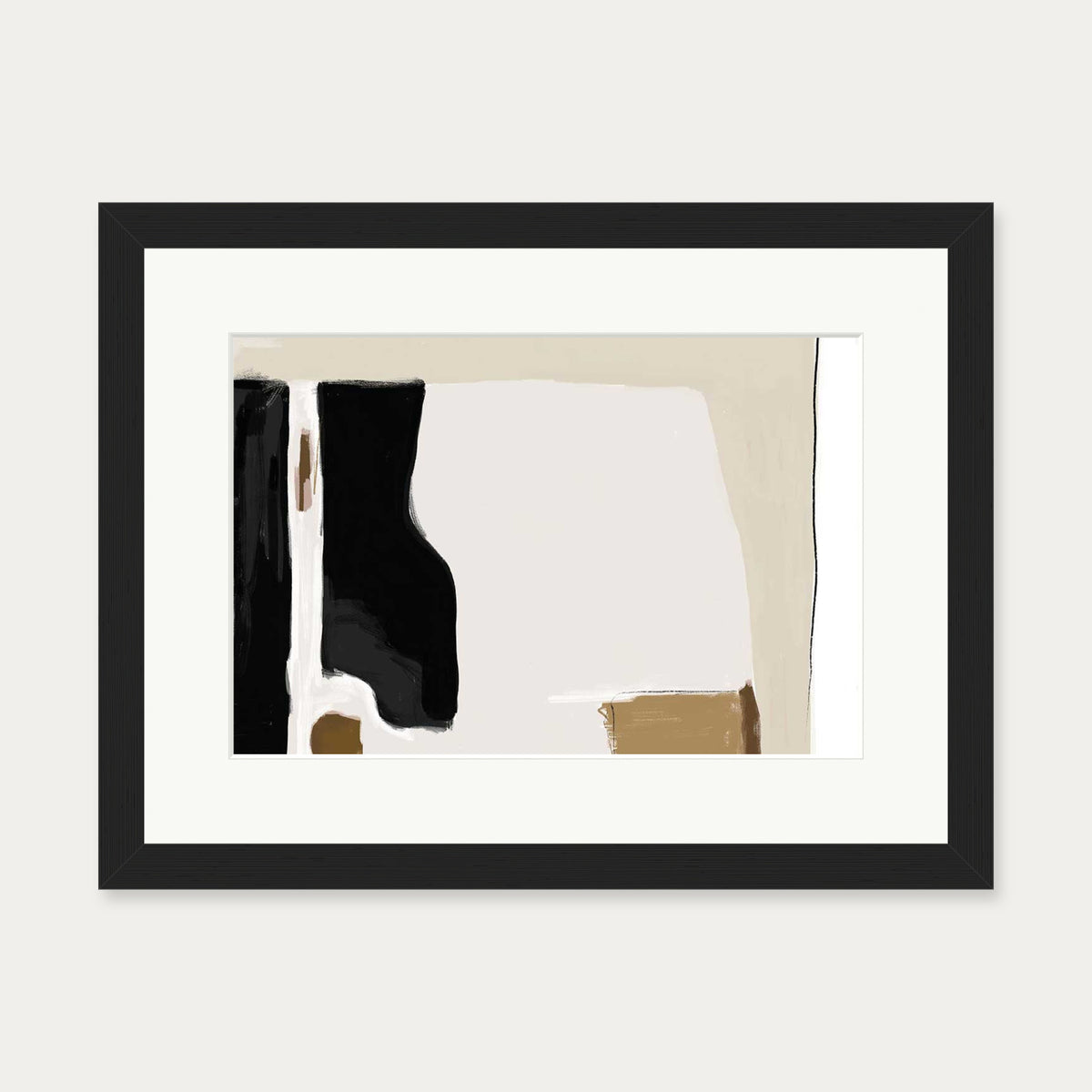 Abstract Pastel Beige Colours Art Print — 30 x 40 cm — Black Frame