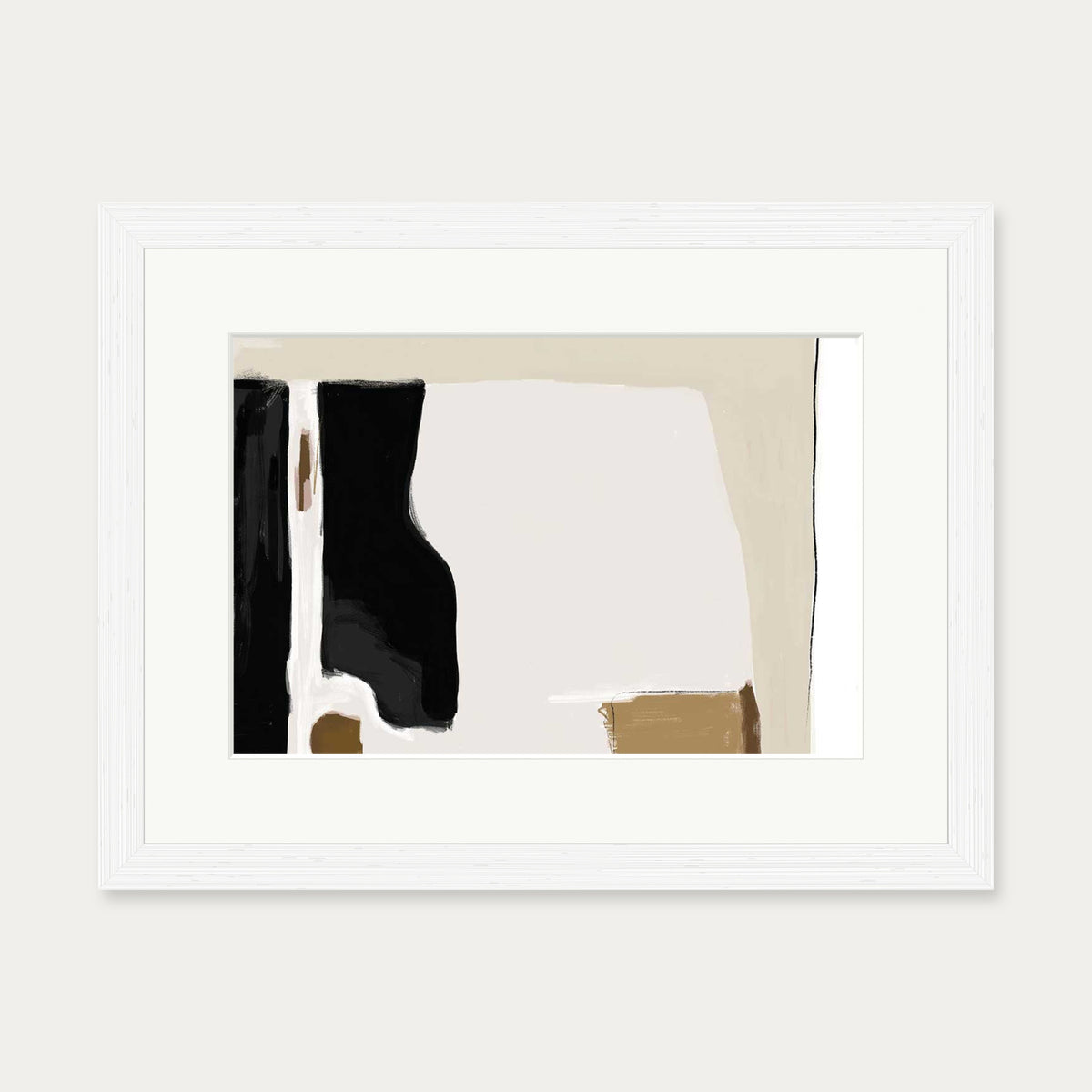 Abstract Pastel Beige Colours Art Print — 30 x 40 cm — White Frame