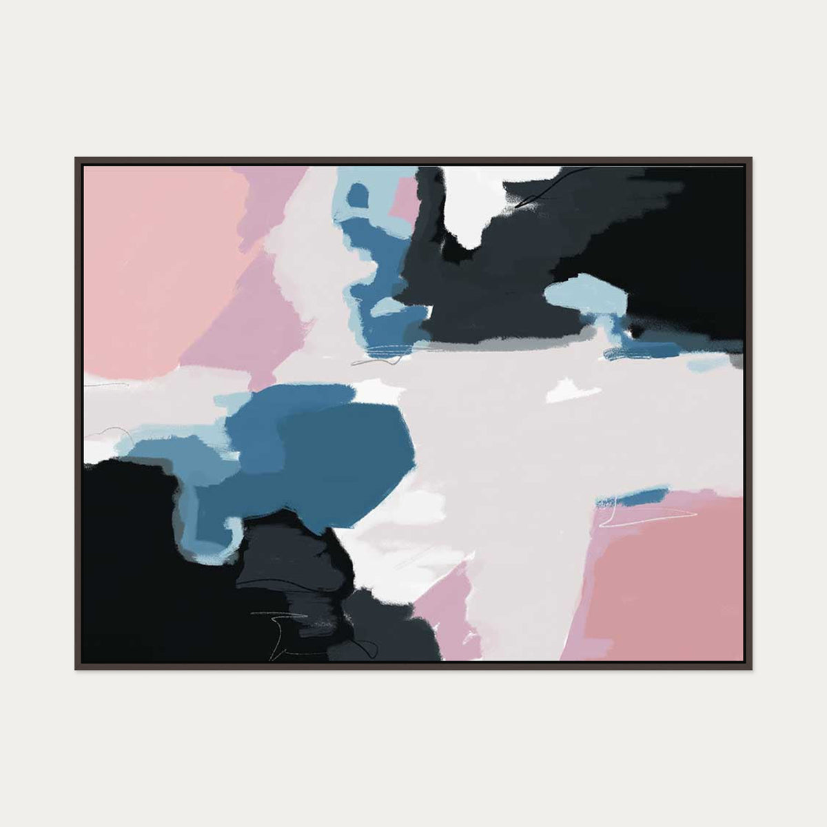 Abstract Pastel Colours 2 Canvas Art — 90 x 120 cm — Brown Frame