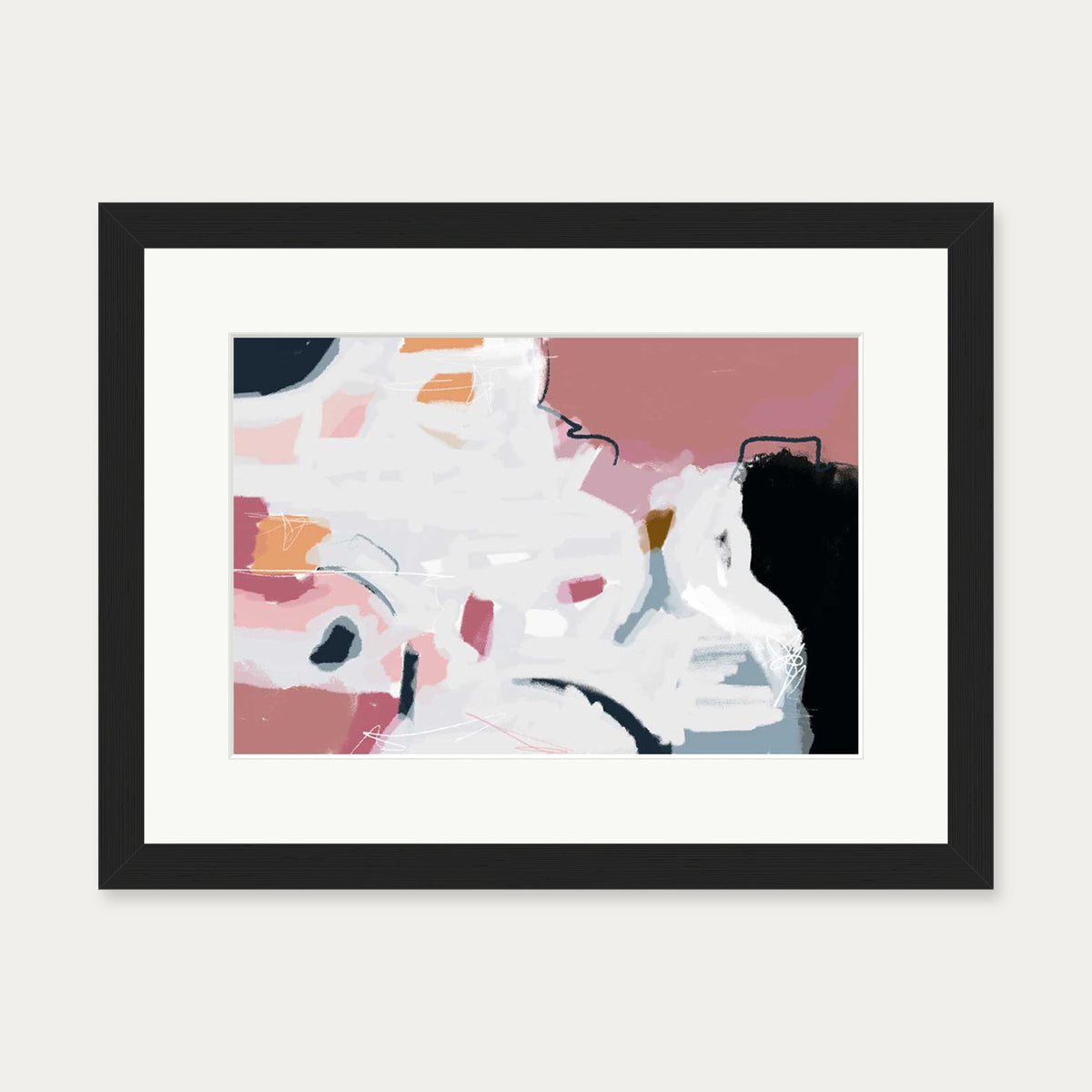 Abstract Pastel Hues Art Print — 30 x 40 cm — Black Frame