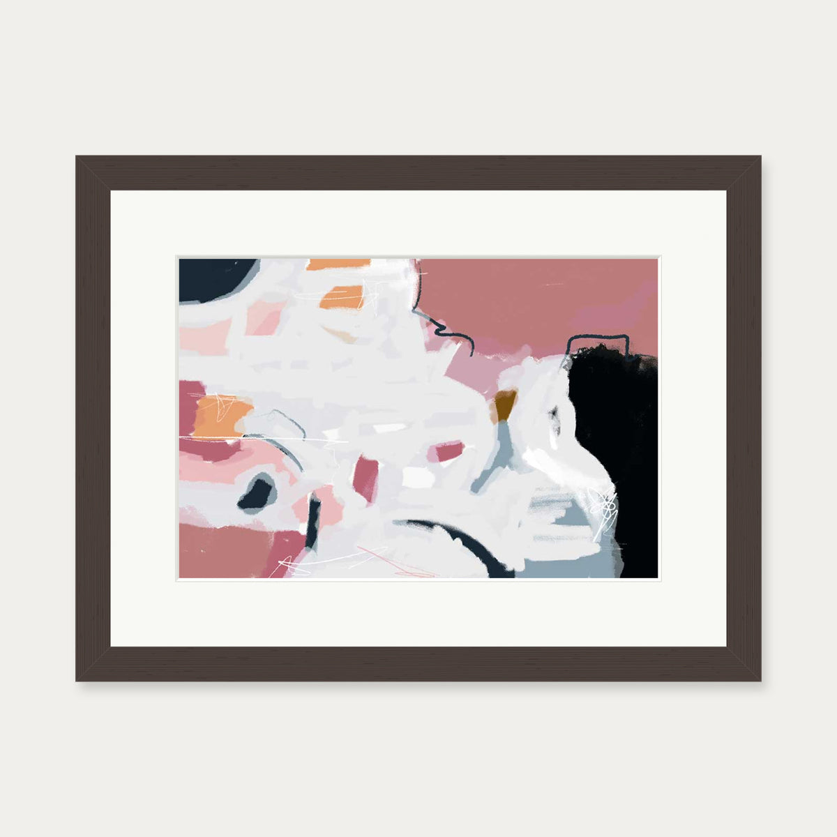 Abstract Pastel Hues Art Print — 30 x 40 cm — Brown Frame
