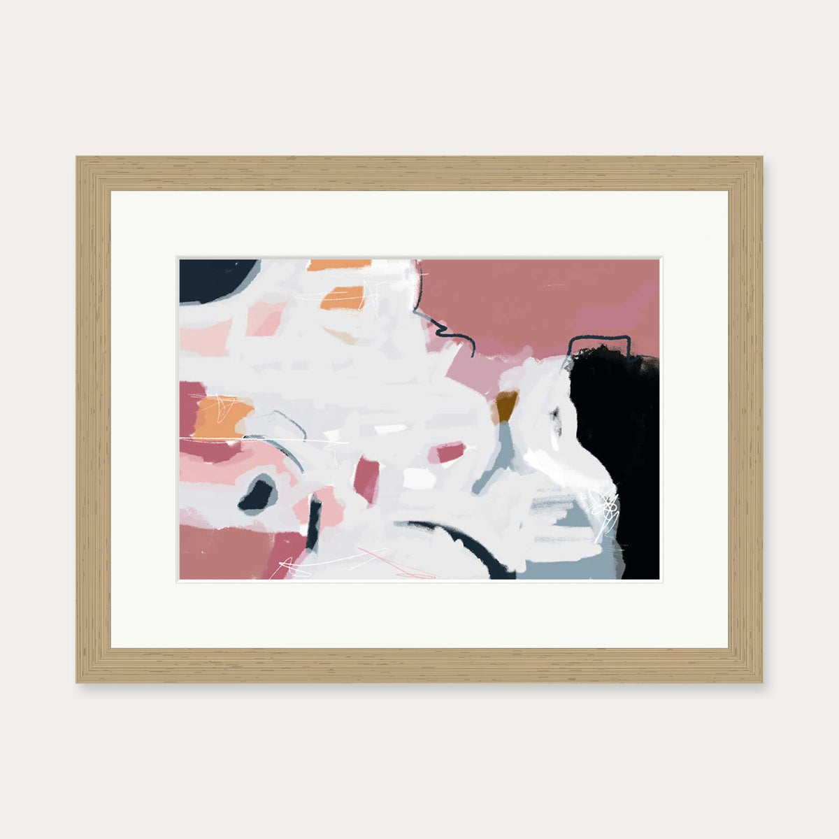 Abstract Pastel Hues Art Print — 30 x 40 cm — Oak Frame