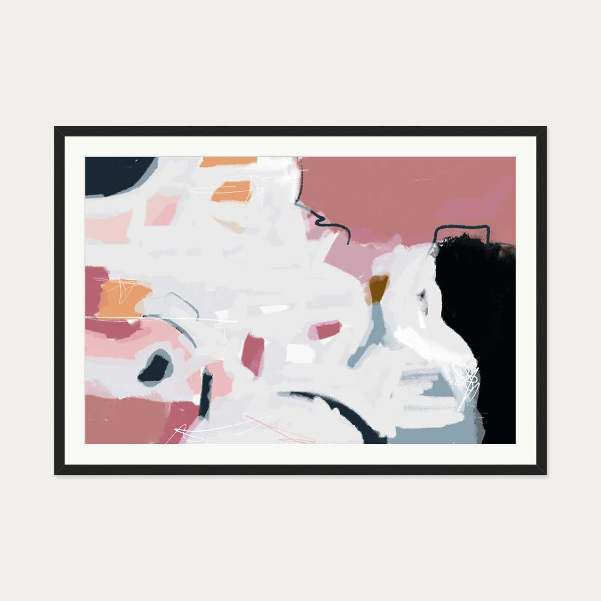 Abstract Pastel Hues Art Print — 70 x 100 cm — Black Frame