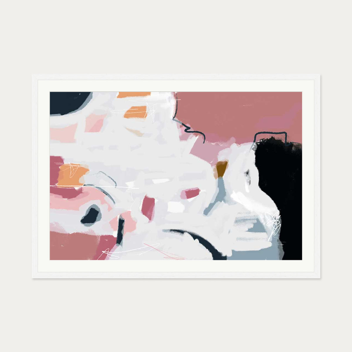 Abstract Pastel Hues Art Print — 70 x 100 cm — White Frame
