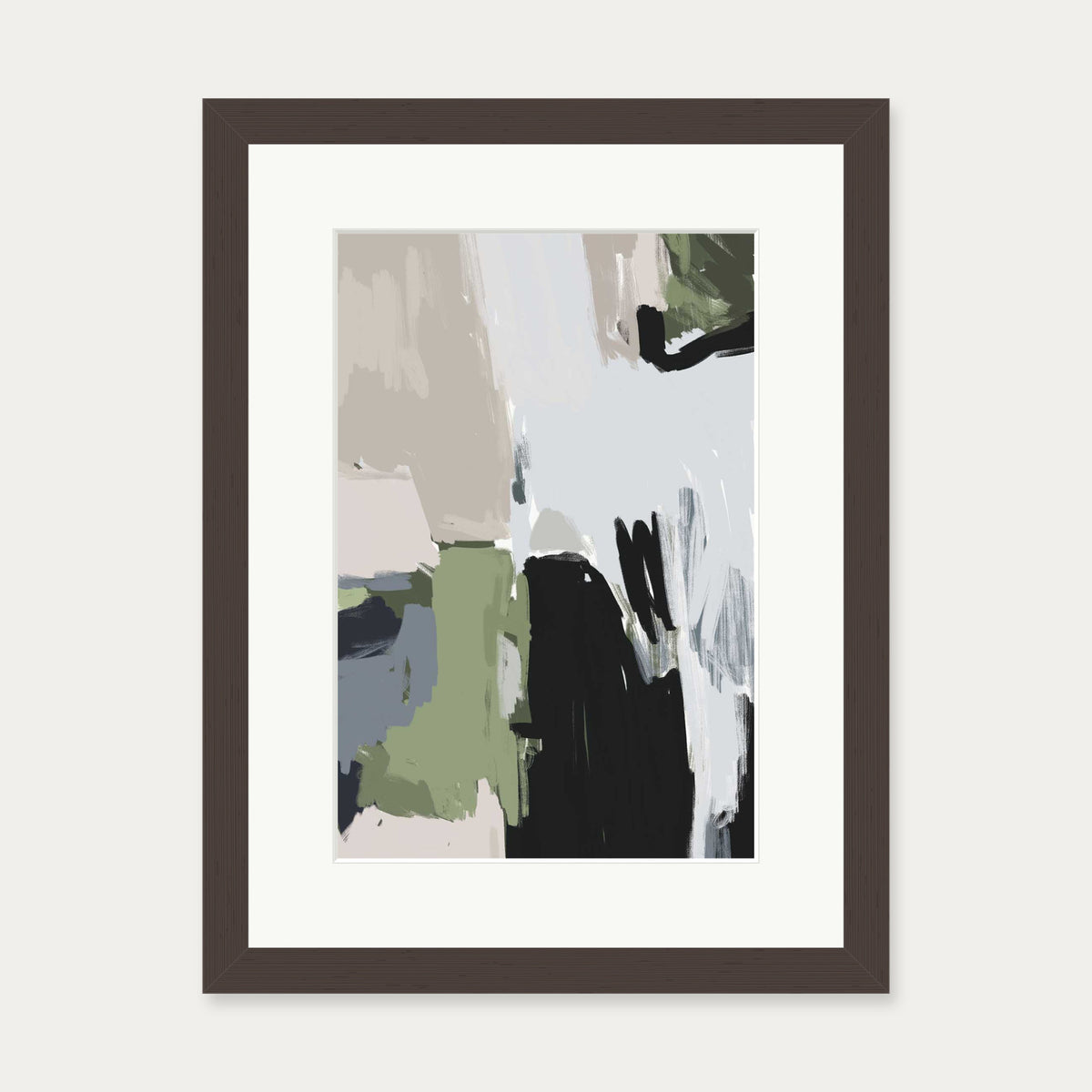 Abstract Pastel Multicolour Art Print — 30 x 40 cm — Brown Frame