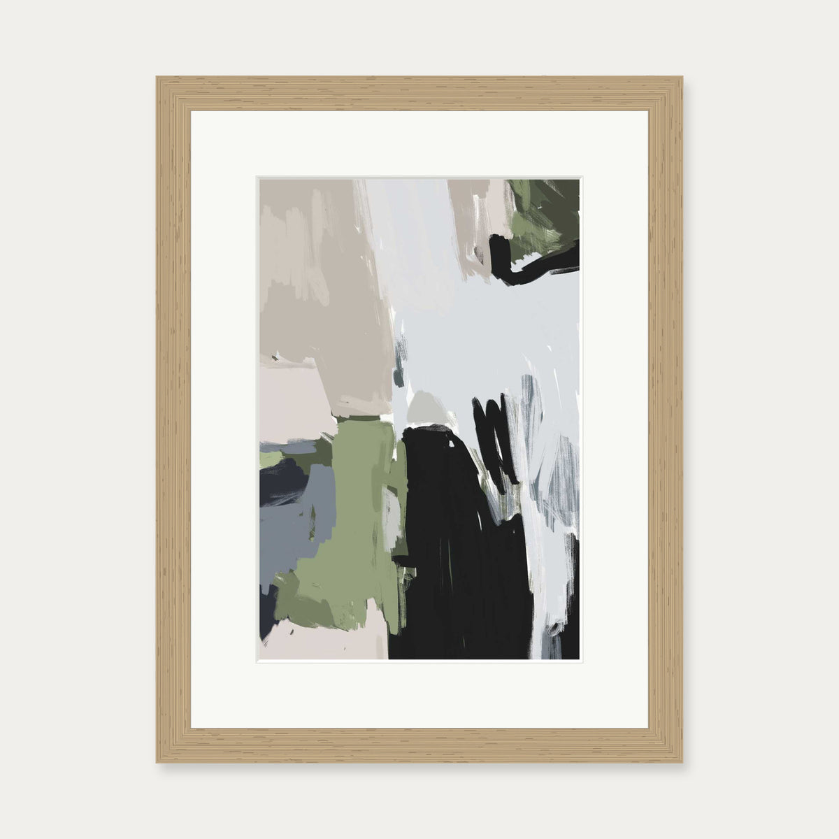 Abstract Pastel Multicolour Art Print — 30 x 40 cm — Oak Frame