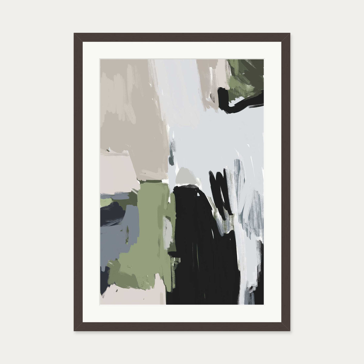 Abstract Pastel Multicolour Art Print — 50 x 70 cm — Brown Frame