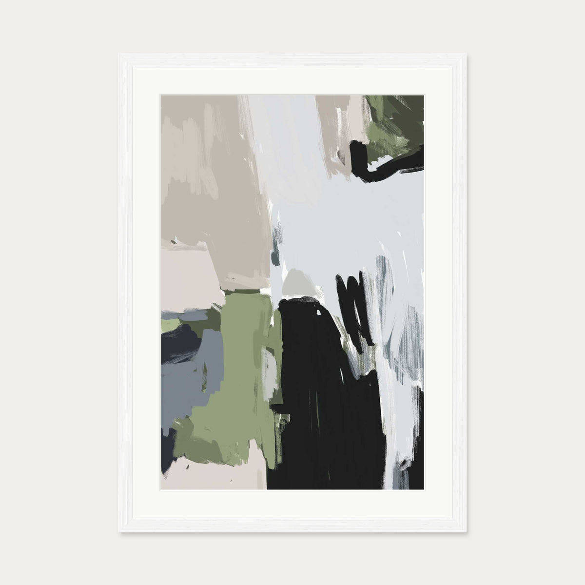 Abstract Pastel Multicolour Art Print — 50 x 70 cm — White Frame
