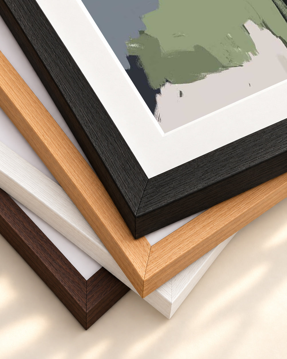 Abstract Pastel Multicolour Art Print — framed print corner with 5 cm mount and bevel