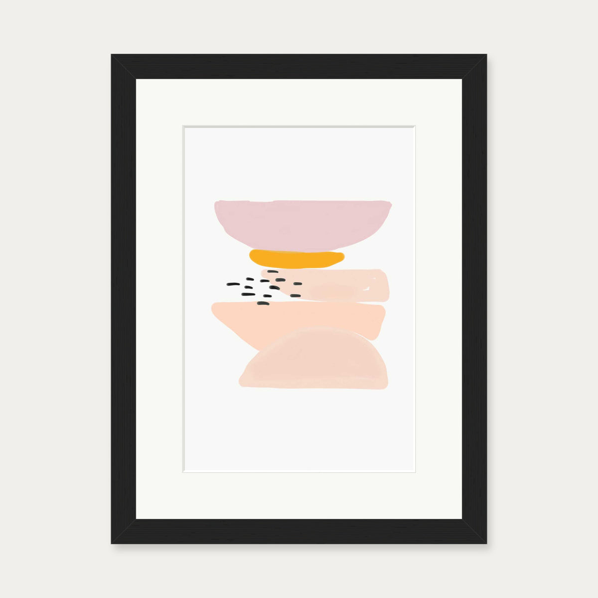 Abstract Pastel Shapes 2 Art Print — 30 x 40 cm — Black Frame