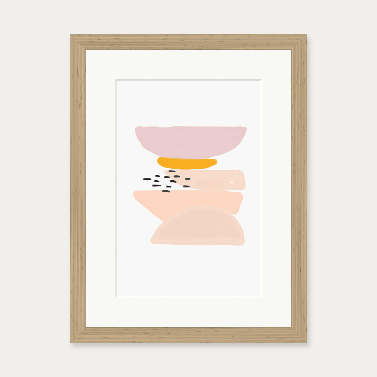 Abstract Pastel Shapes 2 Art Print — 30 x 40 cm — Oak Frame