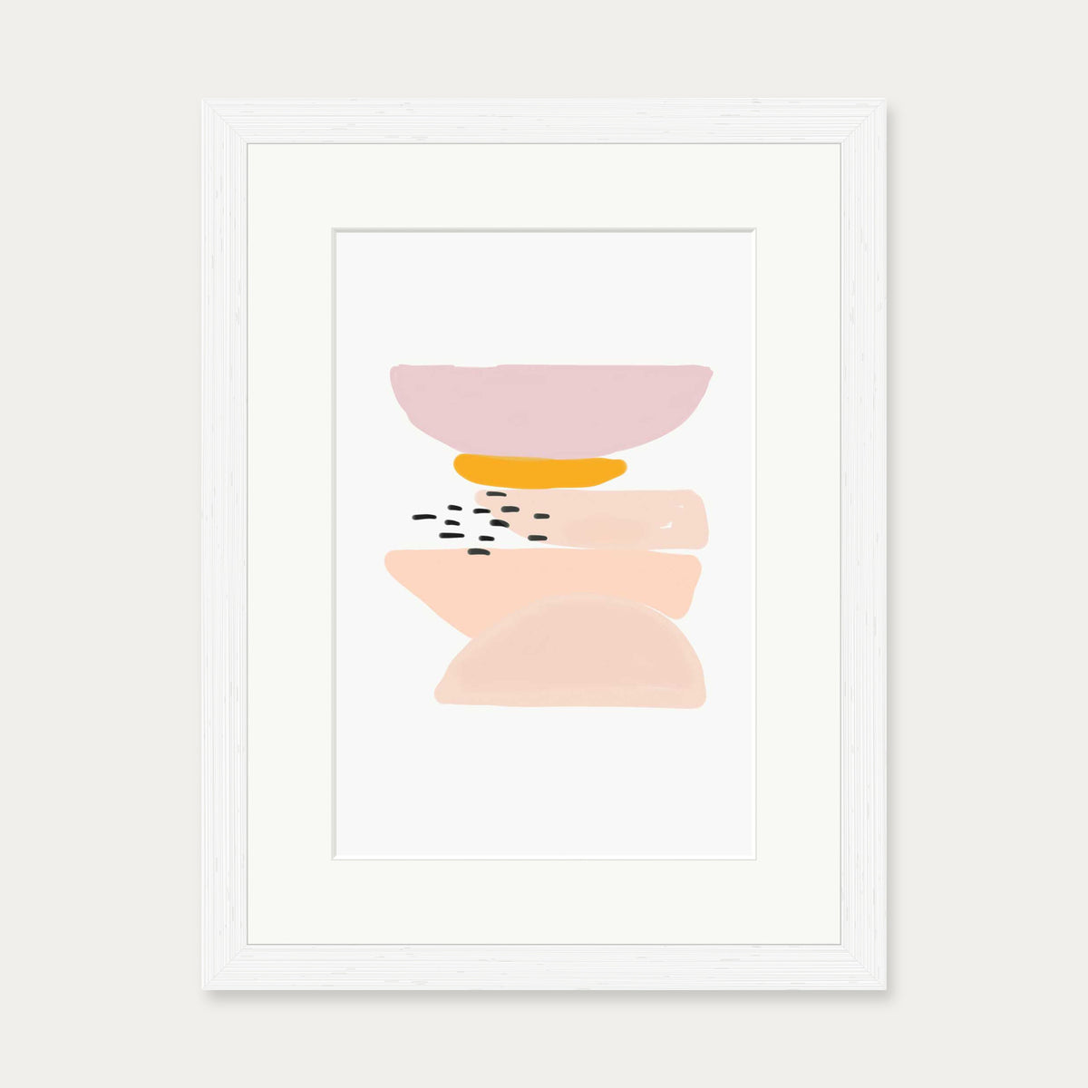 Abstract Pastel Shapes 2 Art Print — 30 x 40 cm — White Frame