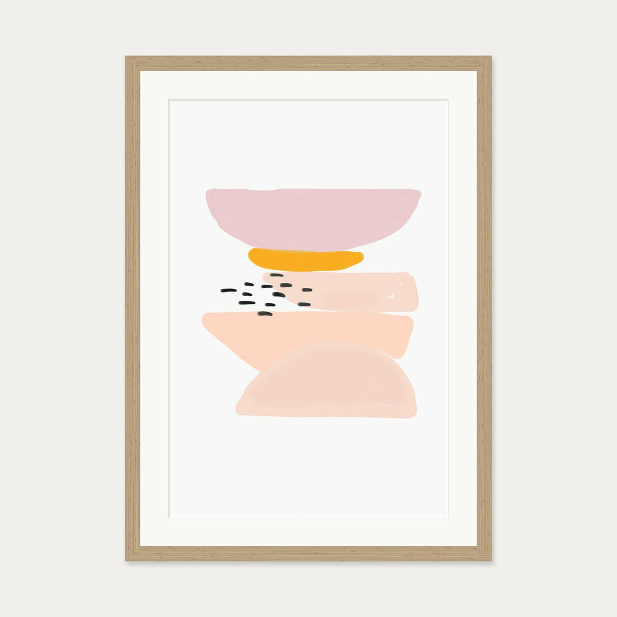 Abstract Pastel Shapes 2 Art Print — 50 x 70 cm — Oak Frame