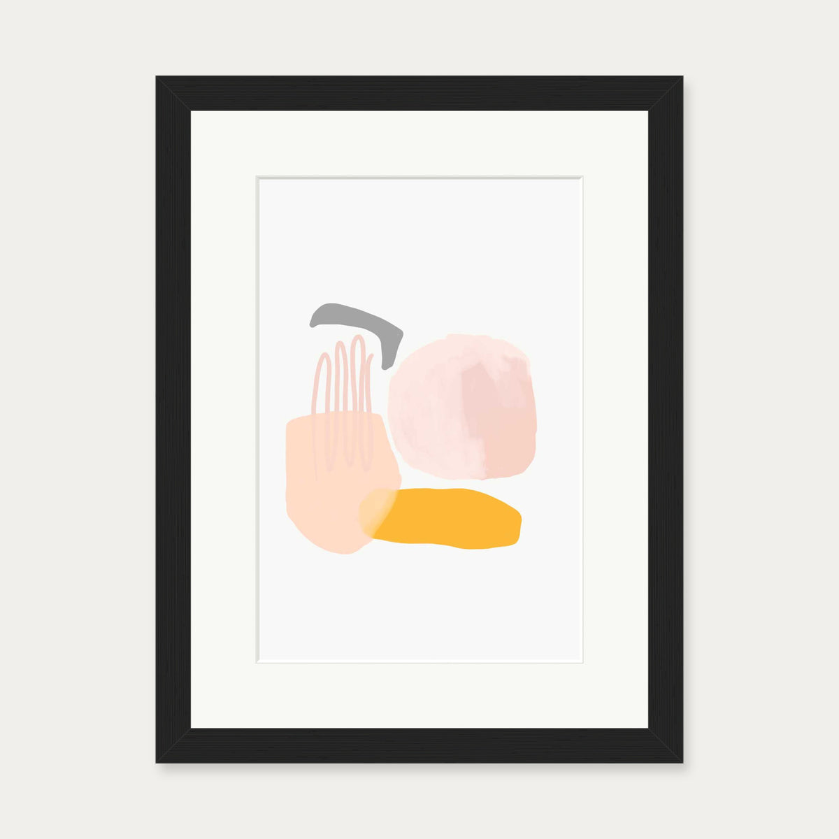 Abstract Pastel Shapes Art Print — 30 x 40 cm — Black Frame