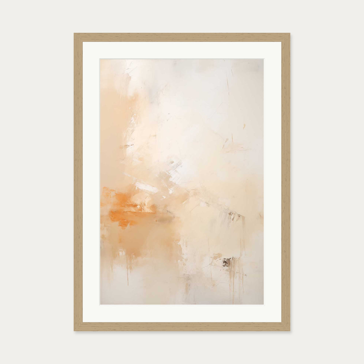 Abstract Peach Art Print — 50 x 70 cm — Oak Frame