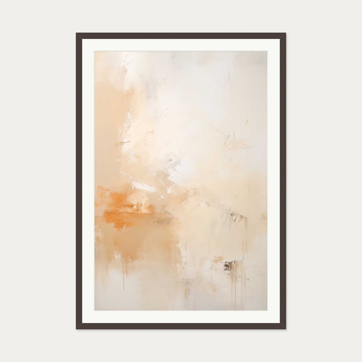 Abstract Peach Art Print — 70 x 100 cm — Brown Frame