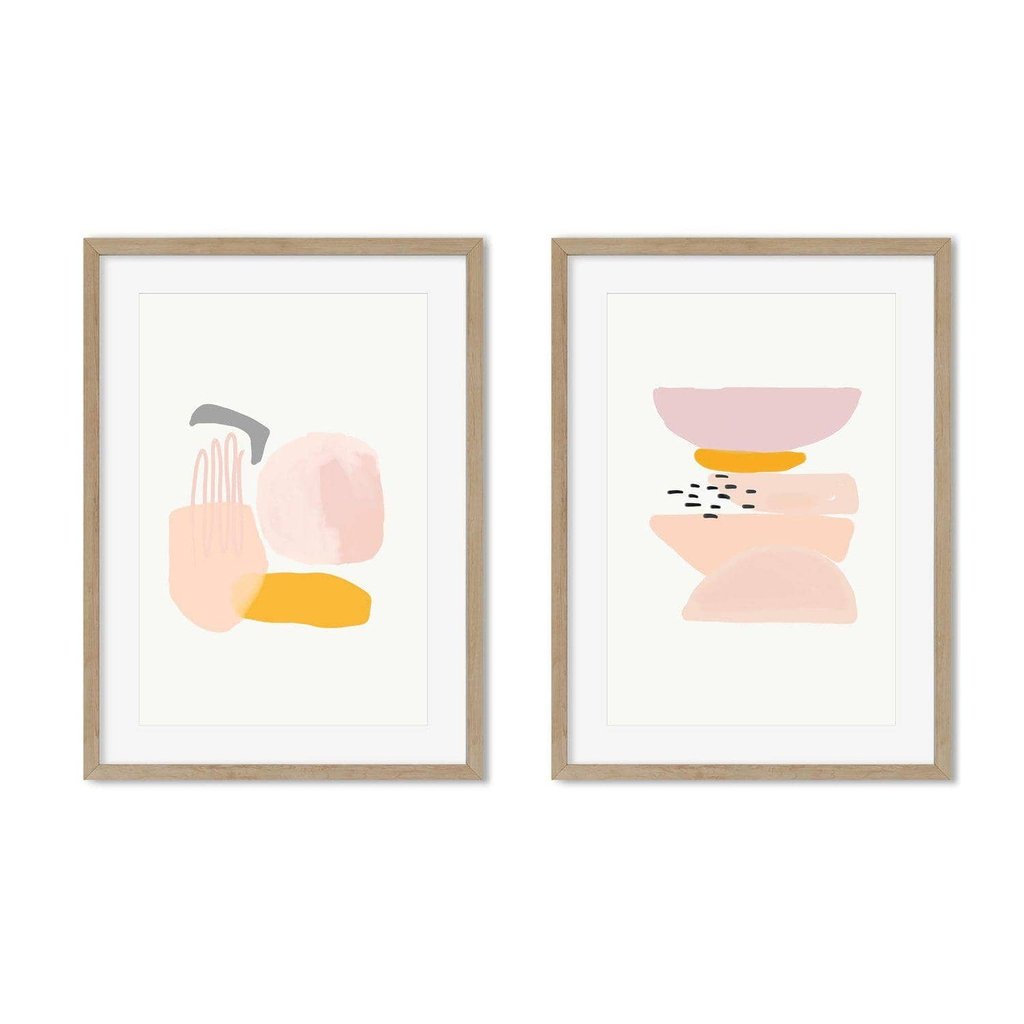 Abstract Peach Shapes - Print Set Of 2