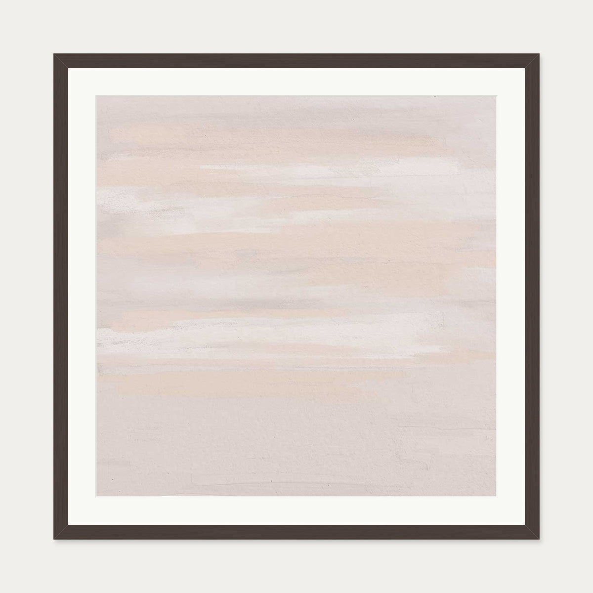 Abstract Peach Sky Art Print — 70 x 70 cm — Brown Frame