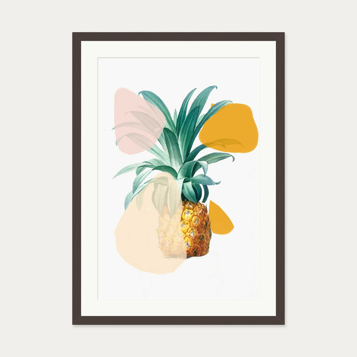 Abstract Pineapple Art Print — 50 x 70 cm — Brown Frame