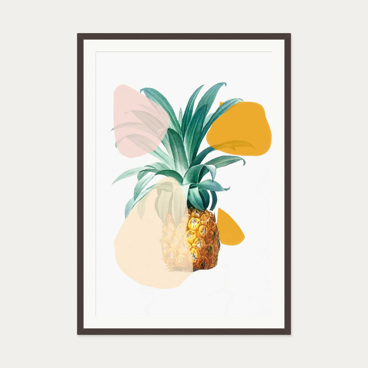 Abstract Pineapple Art Print — 70 x 100 cm — Brown Frame