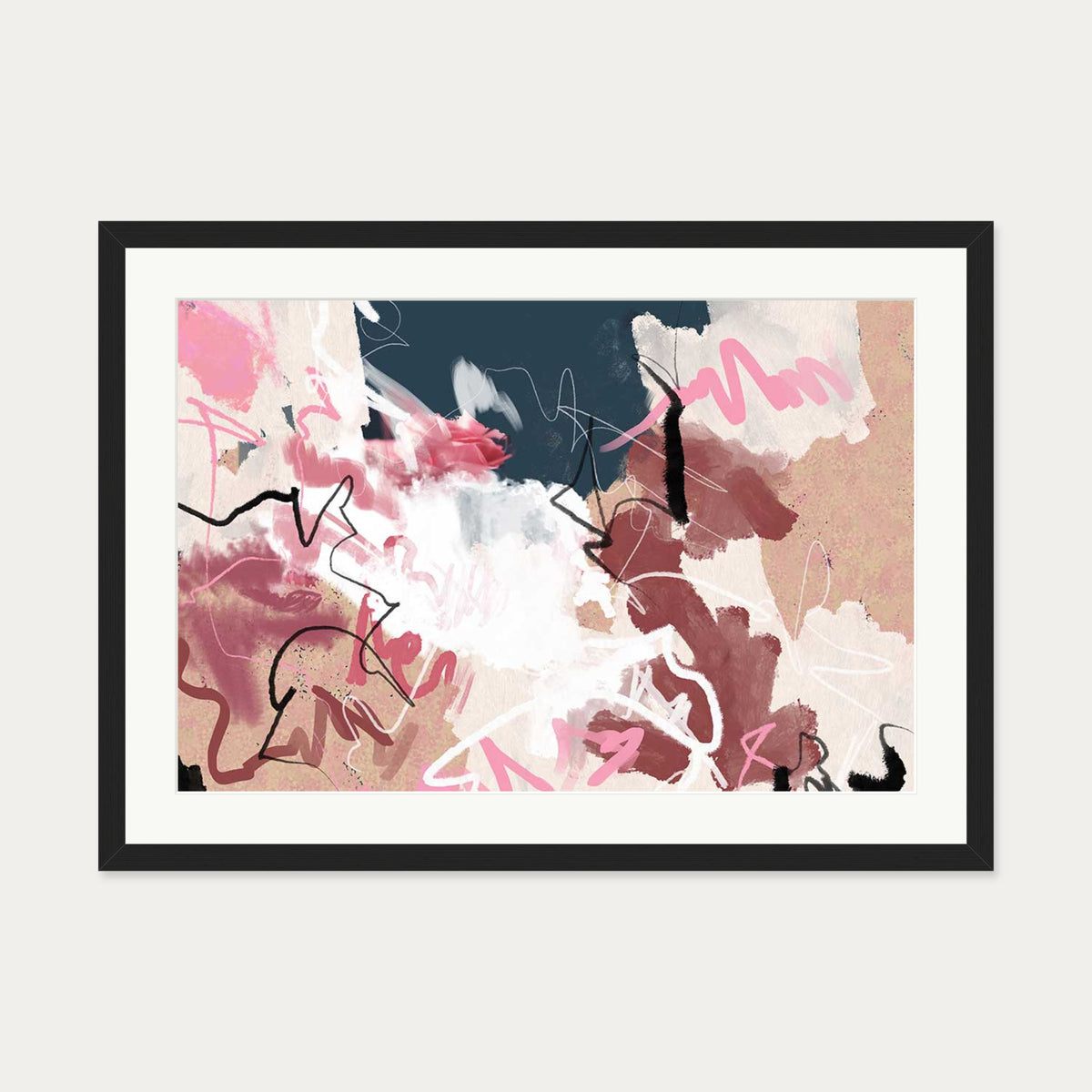 Abstract Plains Art Print — 50 x 70 cm — Black Frame