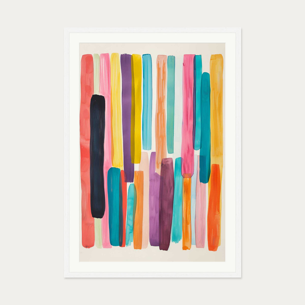 Abstract Rainbow Wall Art — 70 x 100 cm — White Frame
