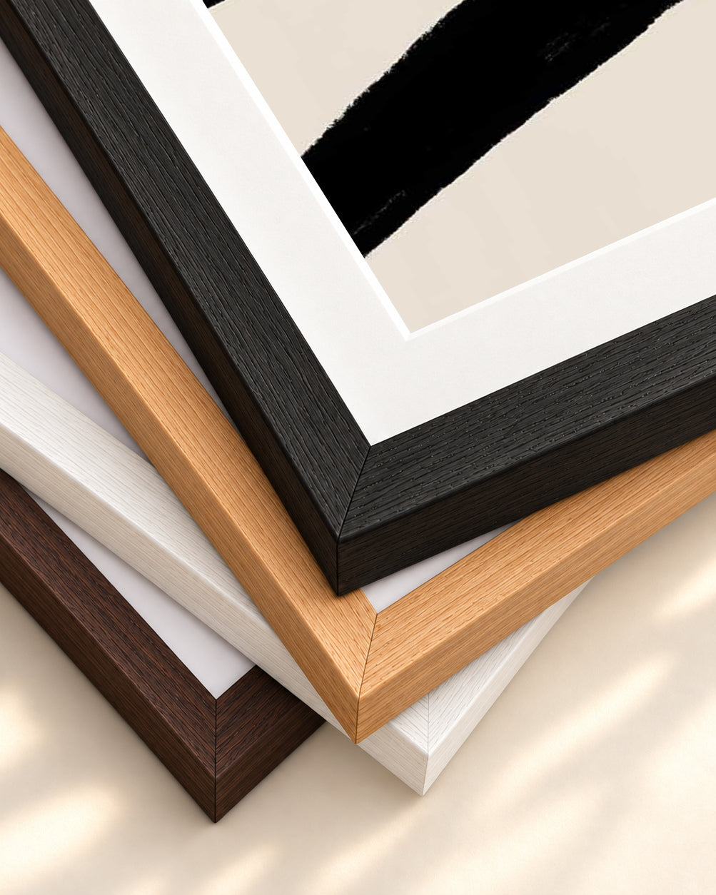 Abstract Red Moons Art Print — framed print corner with 5 cm mount and bevel