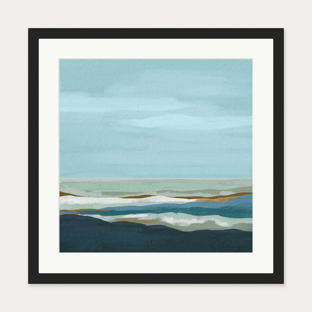 Abstract Seascape Art Print — 50 x 50 cm — Black Frame