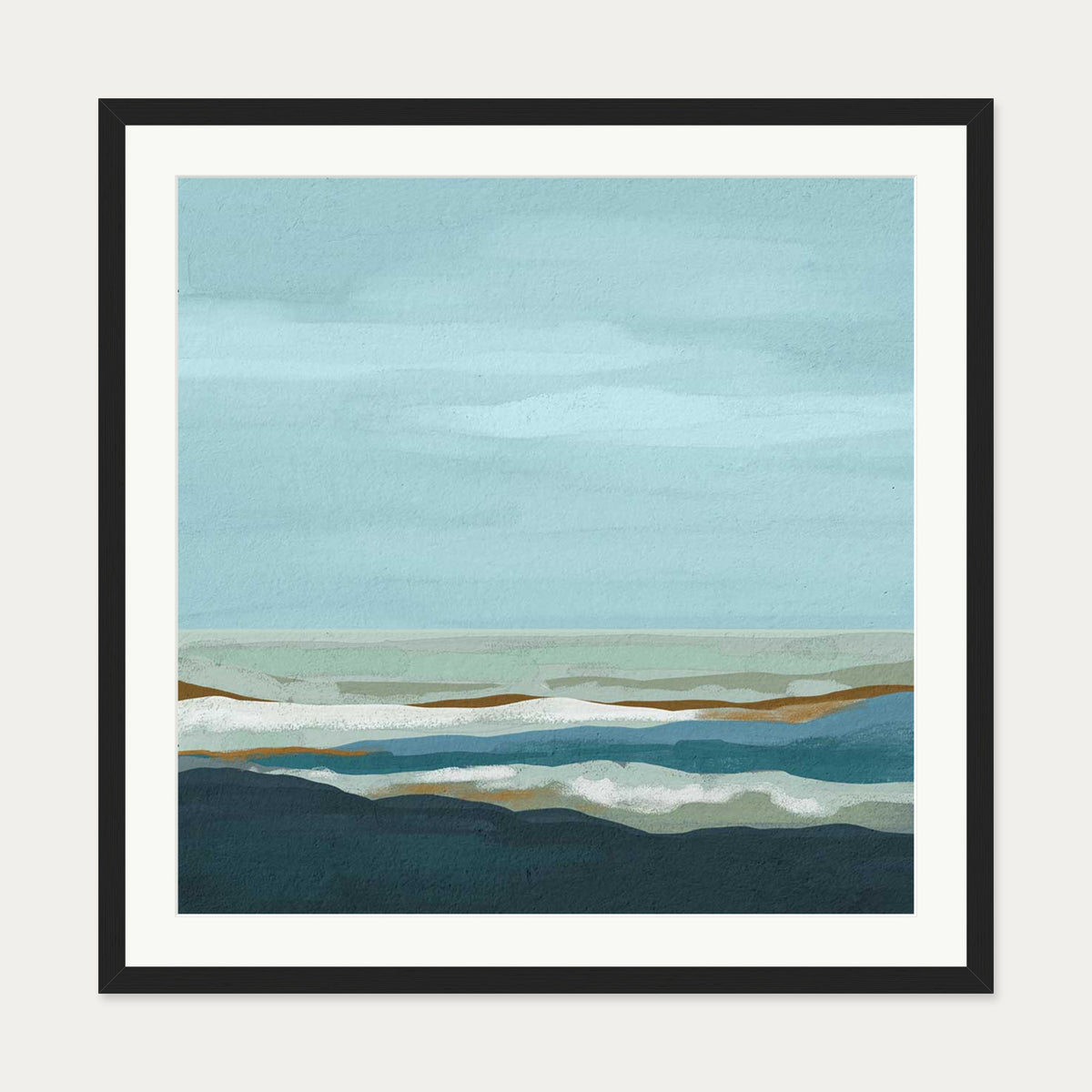 Abstract Seascape Art Print — 70 x 70 cm — Black Frame