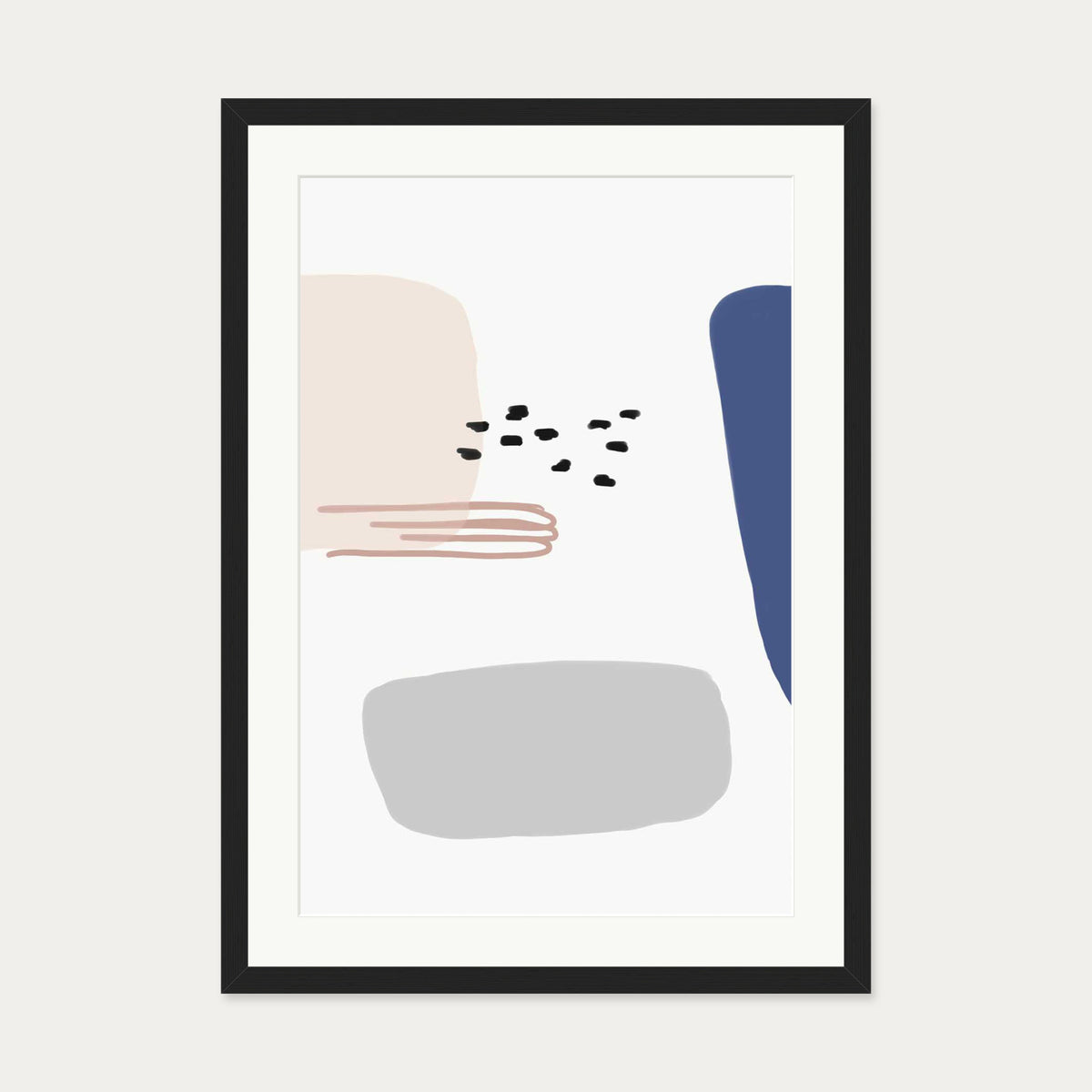 Abstract Shapes And Colours 2 Art Print — 50 x 70 cm — Black Frame