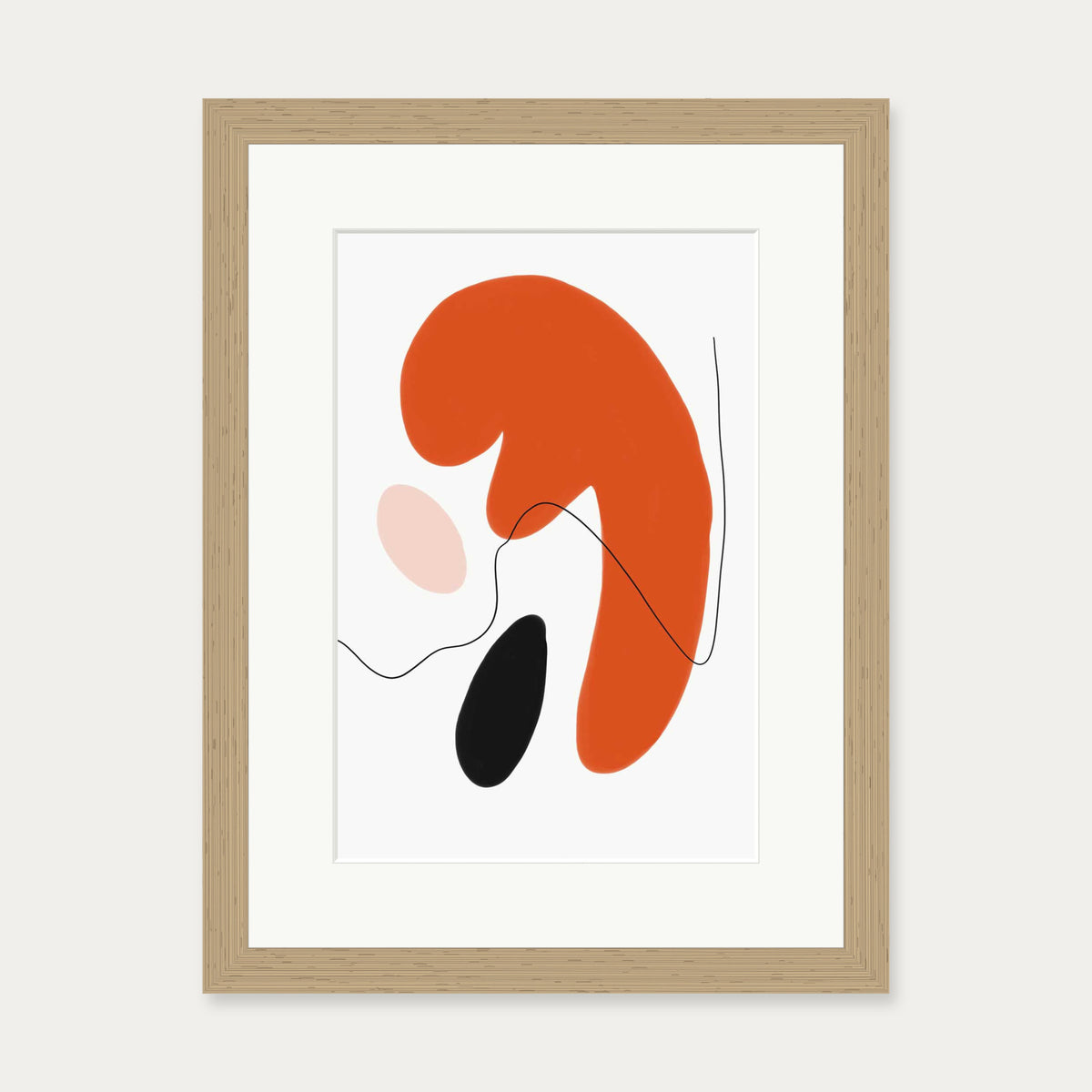 Abstract Shapes Texture Art Print — 30 x 40 cm — Oak Frame