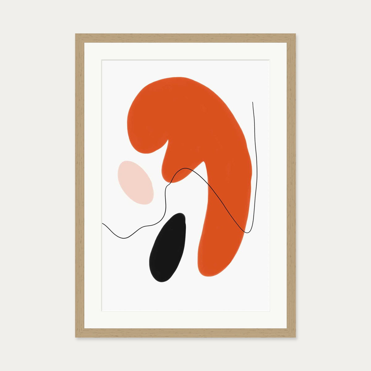 Abstract Shapes Texture Art Print — 50 x 70 cm — Oak Frame