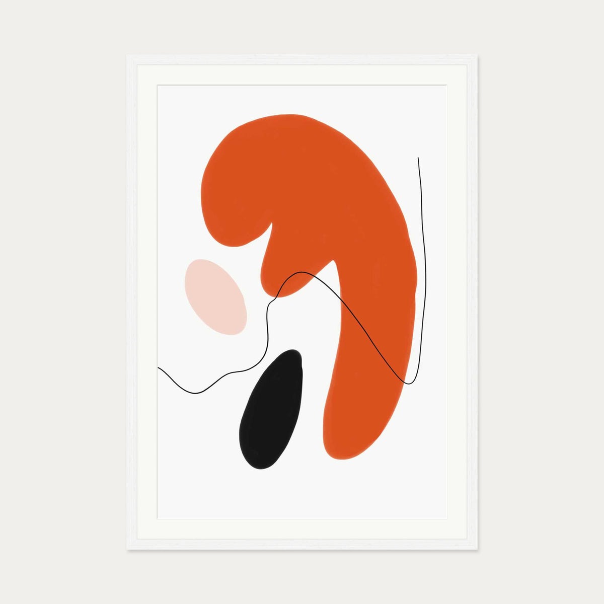 Abstract Shapes Texture Art Print — 70 x 100 cm — White Frame